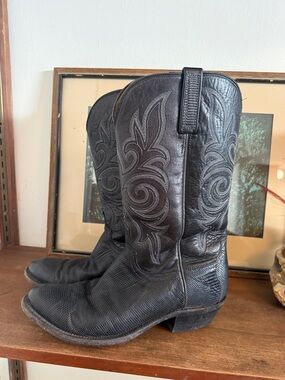 Lucchese Black lizard cowboy boots